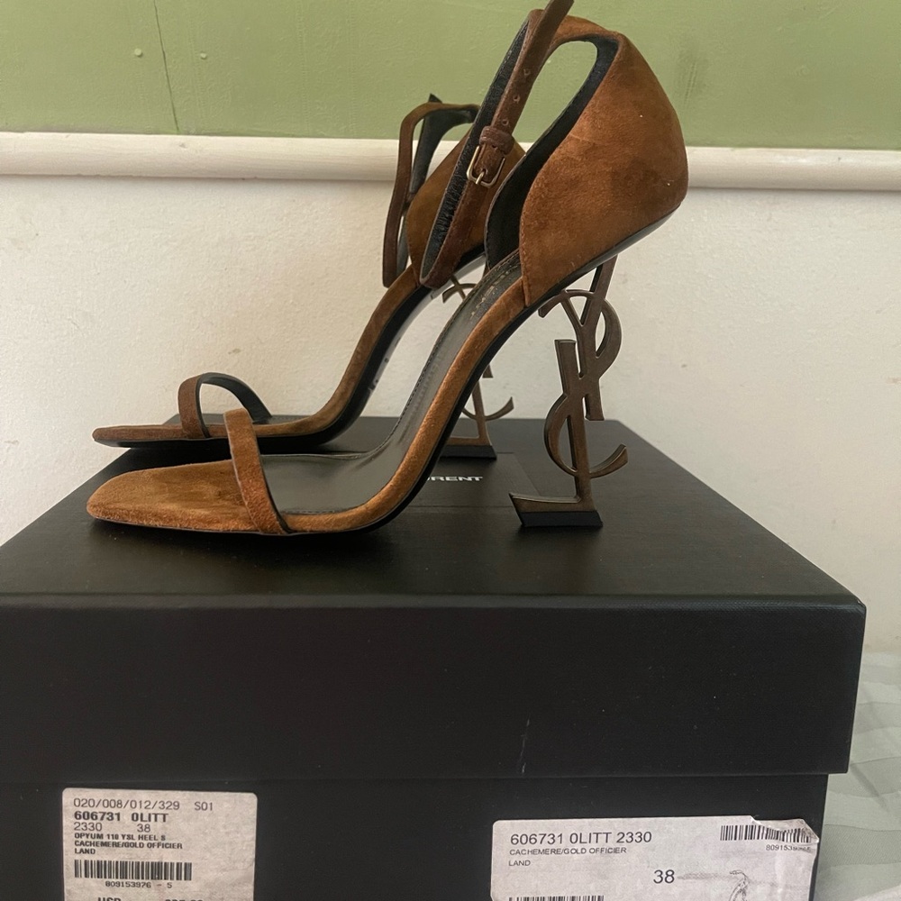 Yves Saint Laurent  Opyum 110 Women's Brown Suede Heels